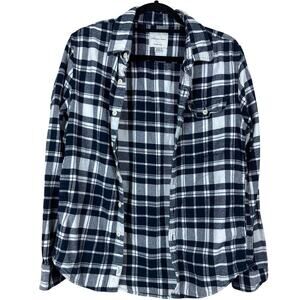 American Eagle Super Soft Flannel XS Oversized Plaid Grunge Cozy Rodeo Shacket